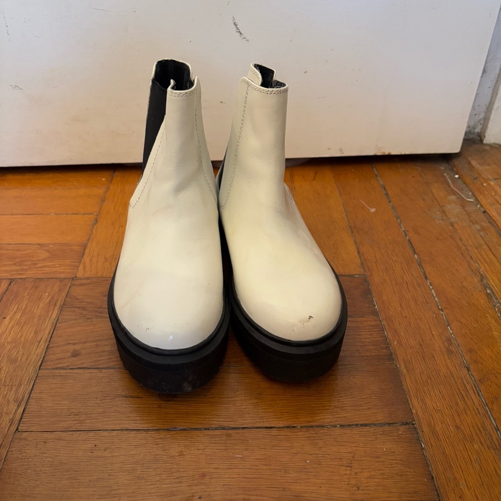 Stylish White and Black Ankle Boots